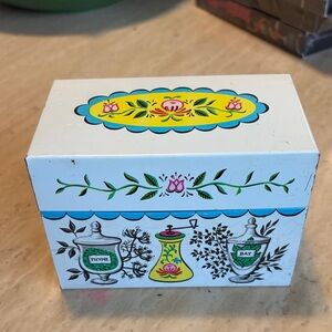 Vintage Recipe Tin Box with Floral Design